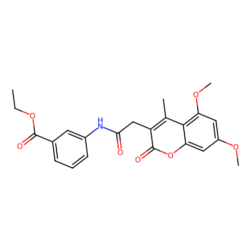 ethyl 3-{[(5,7-dimethoxy-4-methyl-2-oxo-2H-chromen-3-yl)acetyl]amino}benzoate structure