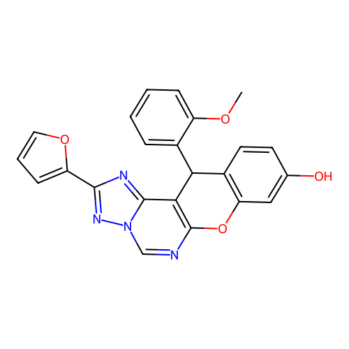 2-(2-furyl)-12-(2-methoxyphenyl)-12H-chromeno[3,2-e][1,2,4]triazolo[1,5-c]pyrimidin-9-ol structure
