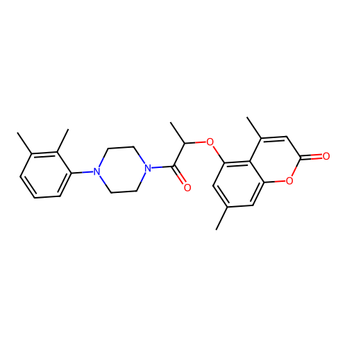 5-((1-(4-(2,3-dimethylphenyl)piperazin-1-yl)-1-oxopropan-2-yl)oxy)-4,7-dimethyl-2H-chromen-2-one structure