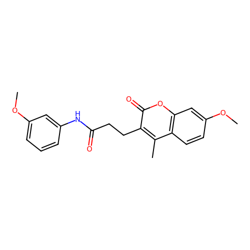 3-(7-methoxy-4-methyl-2-oxo-2H-chromen-3-yl)-N-(3-methoxyphenyl)propanamide structure