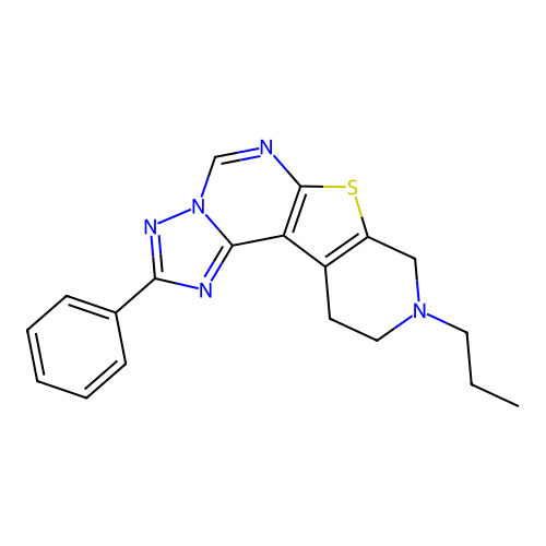 2-phenyl-9-propyl-8,9,10,11-tetrahydropyrido[4',3':4,5]thieno[3,2-e][1,2,4]triazolo[1,5-c]pyrimidine structure