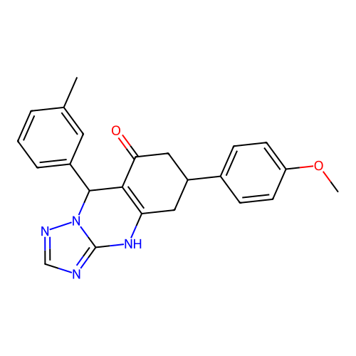 6-(4-methoxyphenyl)-9-(3-methylphenyl)-5,6,7,9-tetrahydro-1H-[1,2,4]triazolo[5,1-b]quinazolin-8-one structure