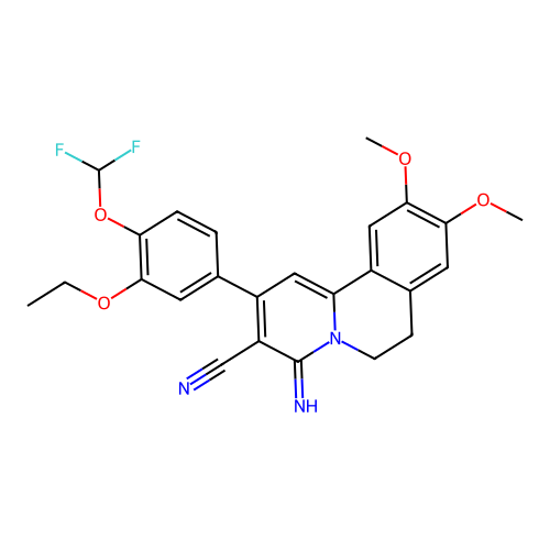 2-(4-(difluoromethoxy)-3-ethoxyphenyl)-4-imino-9,10-dimethoxy-6,7-dihydro-4H-pyrido[2,1-a]isoquinoline-3-carbonitrile structure