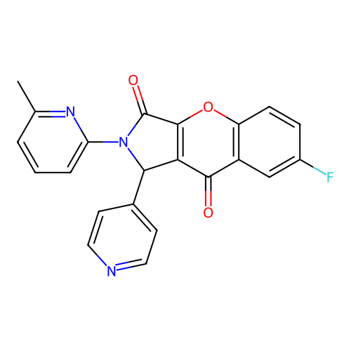 7-fluoro-2-(6-methylpyridin-2-yl)-1-(pyridin-4-yl)-1,2-dihydrochromeno[2,3-c]pyrrole-3,9-dione structure