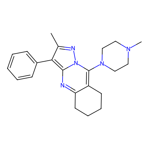 2-methyl-9-(4-methylpiperazin-1-yl)-3-phenyl-5,6,7,8-tetrahydropyrazolo[5,1-b]quinazoline structure