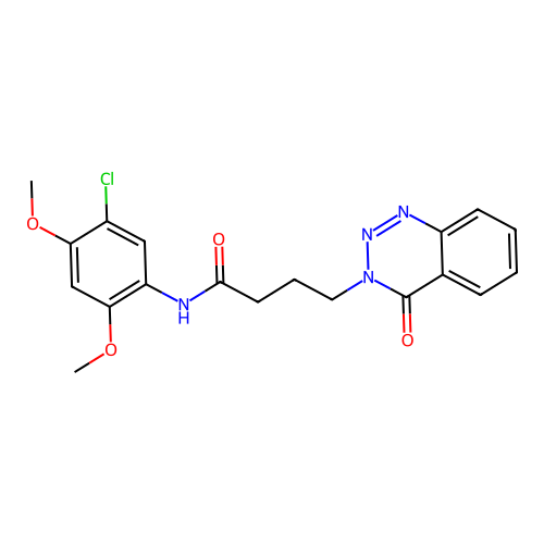 N-(5-chloro-2,4-dimethoxyphenyl)-4-(4-oxo-1,2,3-benzotriazin-3(4H)-yl)butanamide structure