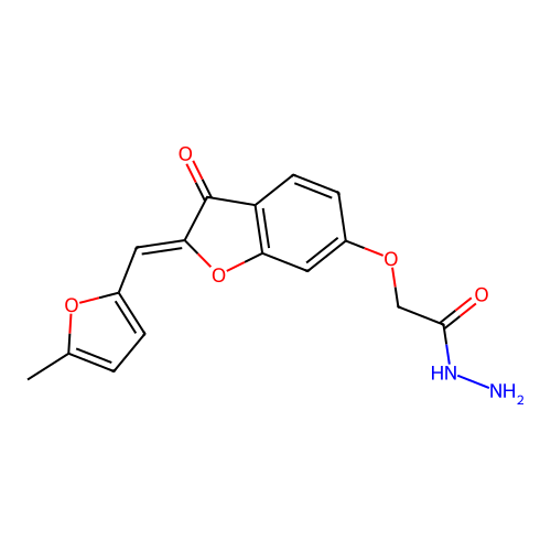 (Z)-2-((2-((5-methylfuran-2-yl)methylene)-3-oxo-2,3-dihydrobenzofuran-6-yl)oxy)acetohydrazide structure