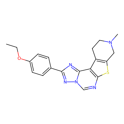 2-(4-ethoxyphenyl)-9-methyl-8,9,10,11-tetrahydropyrido[4',3':4,5]thieno[3,2-e][1,2,4]triazolo[1,5-c]pyrimidine structure