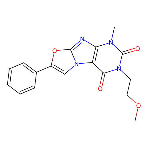 2-(2-Methoxyethyl)-4-methyl-7-phenylpurino[8,7-b][1,3]oxazole-1,3-dione structure