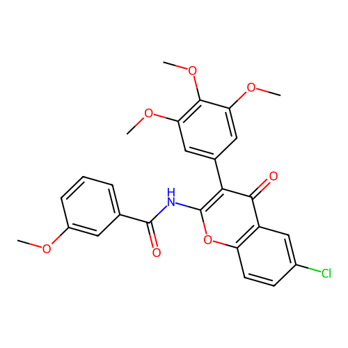 N-(6-chloro-4-oxo-3-(3,4,5-trimethoxyphenyl)-4H-chromen-2-yl)-3-methoxybenzamide structure