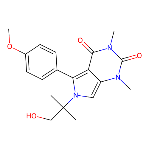 6-(1-hydroxy-2-methylpropan-2-yl)-5-(4-methoxyphenyl)-1,3-dimethyl-1H-pyrrolo[3,4-d]pyrimidine-2,4(3H,6H)-dione structure
