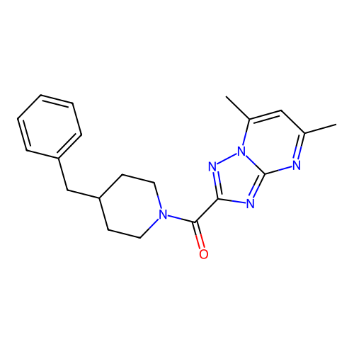 (4-benzylpiperidin-1-yl)(5,7-dimethyl-[1,2,4]triazolo[1,5-a]pyrimidin-2-yl)methanone structure