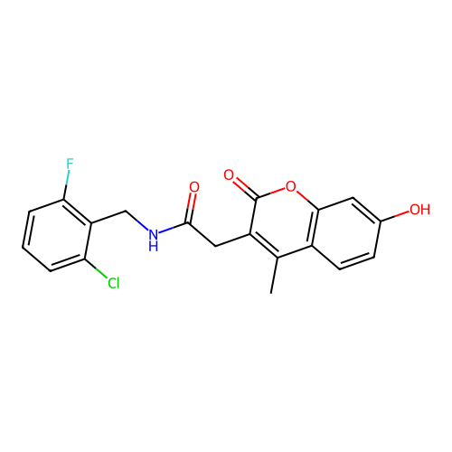 N-(2-chloro-6-fluorobenzyl)-2-(7-hydroxy-4-methyl-2-oxo-2H-chromen-3-yl)acetamide structure