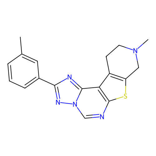 9-methyl-2-(3-methylphenyl)-8,9,10,11-tetrahydropyrido[4',3':4,5]thieno[3,2-e][1,2,4]triazolo[1,5-c]pyrimidine structure