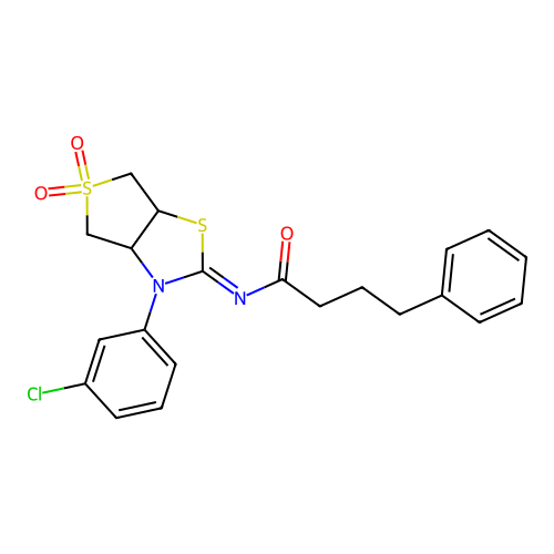 (Z)-N-(3-(3-chlorophenyl)-5,5-dioxidotetrahydrothieno[3,4-d]thiazol-2(3H)-ylidene)-4-phenylbutanamide structure