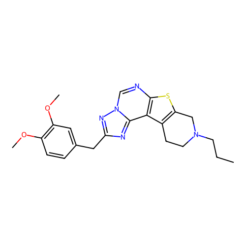 2-(3,4-dimethoxybenzyl)-9-propyl-8,9,10,11-tetrahydropyrido[4',3':4,5]thieno[3,2-e][1,2,4]triazolo[1,5-c]pyrimidine structure