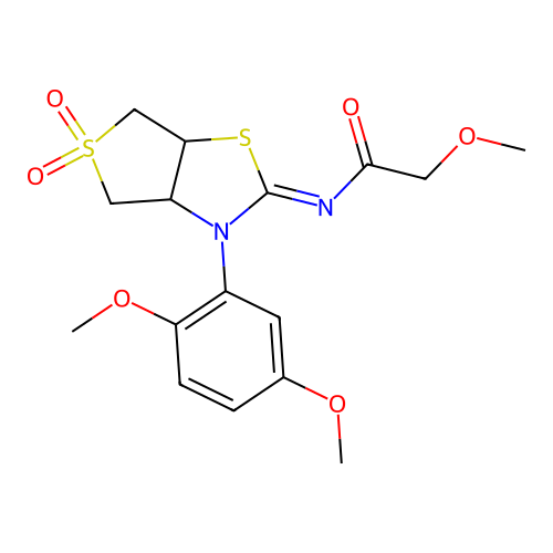 N-[(2Z)-3-(2,5-dimethoxyphenyl)-5,5-dioxidotetrahydrothieno[3,4-d][1,3]thiazol-2(3H)-ylidene]-2-methoxyacetamide structure