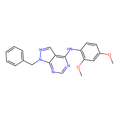 1-benzyl-N-(2,4-dimethoxyphenyl)-1H-pyrazolo[3,4-d]pyrimidin-4-amine structure