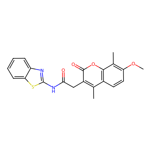 N-(benzo[d]thiazol-2-yl)-2-(7-methoxy-4,8-dimethyl-2-oxo-2H-chromen-3-yl)acetamide structure