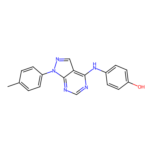 4-{[1-(4-methylphenyl)-1H-pyrazolo[3,4-d]pyrimidin-4-yl]amino}phenol structure