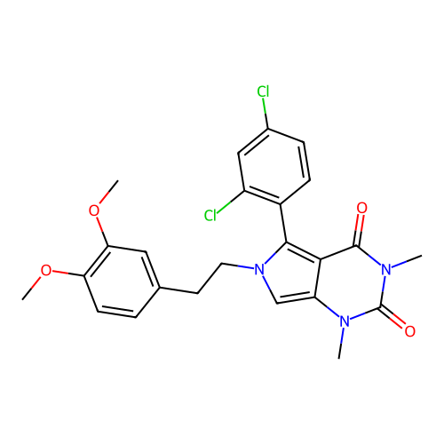 5-(2,4-dichlorophenyl)-6-(3,4-dimethoxyphenethyl)-1,3-dimethyl-1H-pyrrolo[3,4-d]pyrimidine-2,4(3H,6H)-dione structure