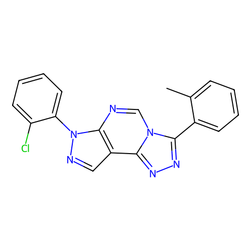 7-(2-chlorophenyl)-3-(o-tolyl)-7H-pyrazolo[4,3-e][1,2,4]triazolo[4,3-c]pyrimidine structure