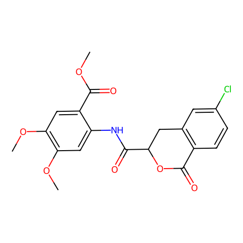 methyl 2-(6-chloro-1-oxoisochroman-3-carboxamido)-4,5-dimethoxybenzoate structure