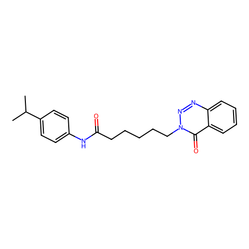 6-(4-oxo-1,2,3-benzotriazin-3(4H)-yl)-N-[4-(propan-2-yl)phenyl]hexanamide structure