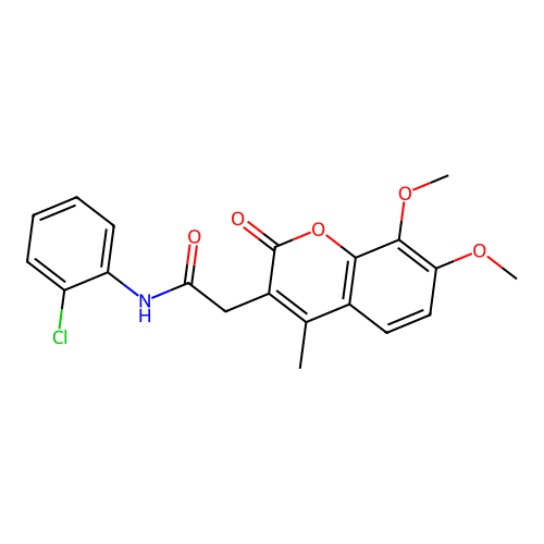 N-(2-chlorophenyl)-2-(7,8-dimethoxy-4-methyl-2-oxo-2H-chromen-3-yl)acetamide structure