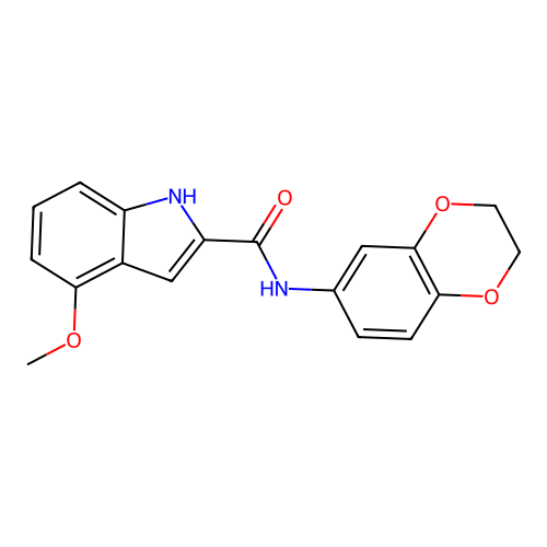 N-(2,3-dihydro-1,4-benzodioxin-6-yl)-4-methoxy-1H-indole-2-carboxamide structure