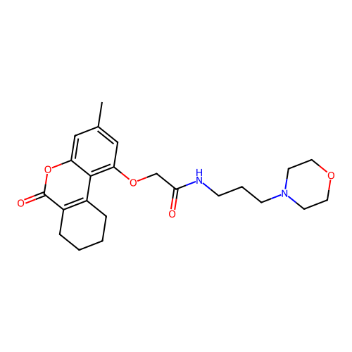 2-((3-methyl-6-oxo-7,8,9,10-tetrahydro-6H-benzo[c]chromen-1-yl)oxy)-N-(3-morpholinopropyl)acetamide structure