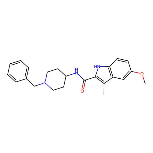 N-(1-benzylpiperidin-4-yl)-5-methoxy-3-methyl-1H-indole-2-carboxamide structure