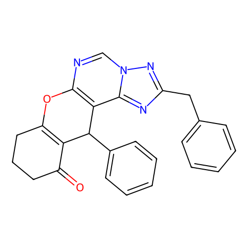 2-benzyl-12-phenyl-8,9,10,12-tetrahydro-11H-chromeno[3,2-e][1,2,4]triazolo[1,5-c]pyrimidin-11-one structure