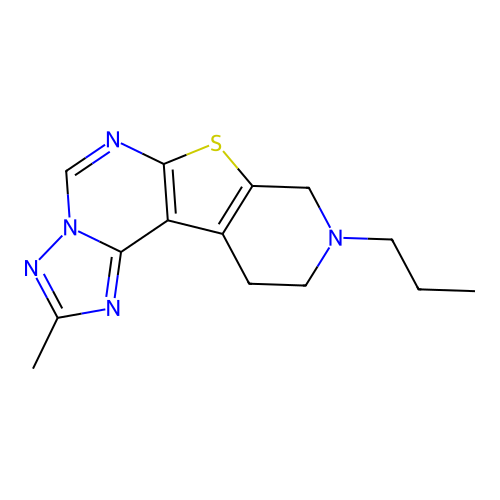 2-methyl-9-propyl-8,9,10,11-tetrahydropyrido[4',3':4,5]thieno[3,2-e][1,2,4]triazolo[1,5-c]pyrimidine structure