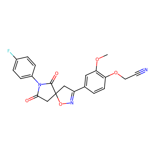{4-[7-(4-fluorophenyl)-6,8-dioxo-1-oxa-2,7-diazaspiro[4.4]non-2-en-3-yl]-2-methoxyphenoxy}acetonitrile structure