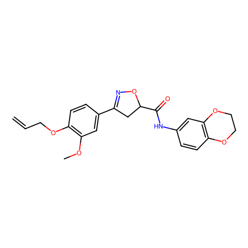 3-(4-(allyloxy)-3-methoxyphenyl)-N-(2,3-dihydrobenzo[b][1,4]dioxin-6-yl)-4,5-dihydroisoxazole-5-carboxamide structure