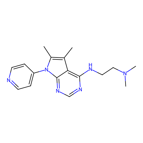 N-(5,6-dimethyl-7-pyridin-4-ylpyrrolo[2,3-d]pyrimidin-4-yl)-N',N'-dimethylethane-1,2-diamine structure