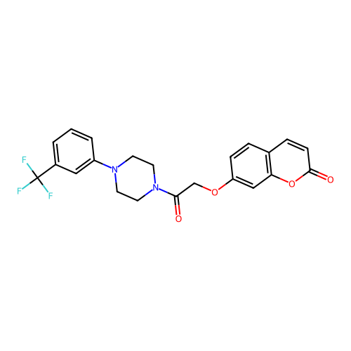 7-(2-oxo-2-(4-(3-(trifluoromethyl)phenyl)piperazin-1-yl)ethoxy)-2H-chromen-2-one structure