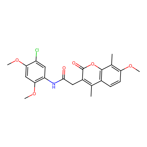 N-(5-chloro-2,4-dimethoxyphenyl)-2-(7-methoxy-4,8-dimethyl-2-oxo-2H-chromen-3-yl)acetamide structure