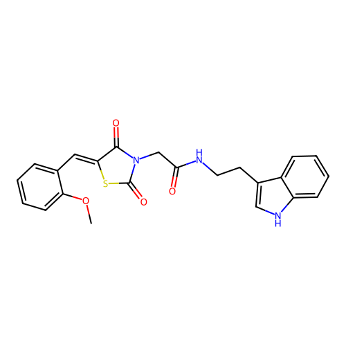(Z)-N-(2-(1H-indol-3-yl)ethyl)-2-(5-(2-methoxybenzylidene)-2,4-dioxothiazolidin-3-yl)acetamide structure