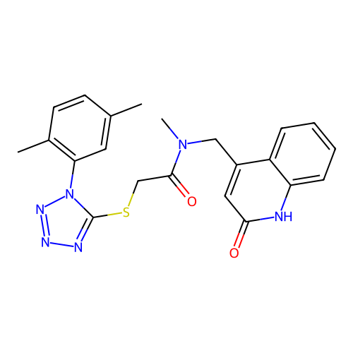2-{[1-(2,5-dimethylphenyl)-1H-tetrazol-5-yl]sulfanyl}-N-[(2-hydroxyquinolin-4-yl)methyl]-N-methylacetamide structure