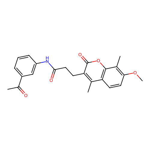 N-(3-acetylphenyl)-3-(7-methoxy-4,8-dimethyl-2-oxo-2H-chromen-3-yl)propanamide structure