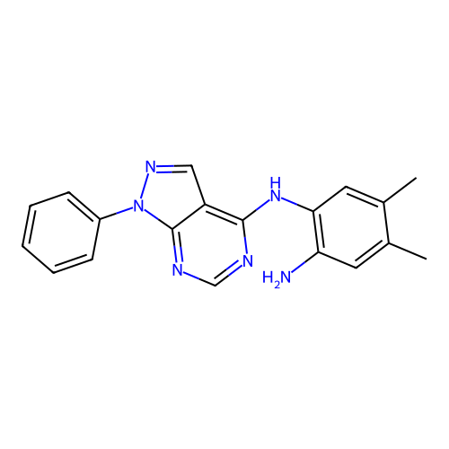 4,5-dimethyl-N-(1-phenyl-1H-pyrazolo[3,4-d]pyrimidin-4-yl)benzene-1,2-diamine structure