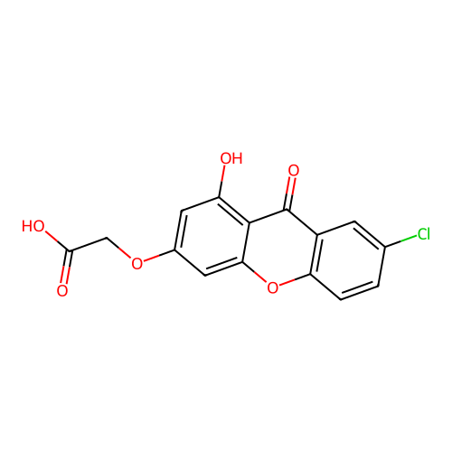 [(7-chloro-1-hydroxy-9-oxo-9H-xanthen-3-yl)oxy]acetic acid structure
