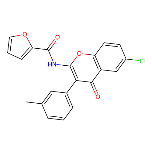 N-[6-chloro-3-(3-methylphenyl)-4-oxo-4H-chromen-2-yl]furan-2-carboxamide structure