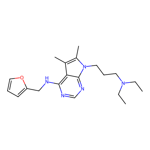 7-(3-(diethylamino)propyl)-N-(furan-2-ylmethyl)-5,6-dimethyl-7H-pyrrolo[2,3-d]pyrimidin-4-amine structure