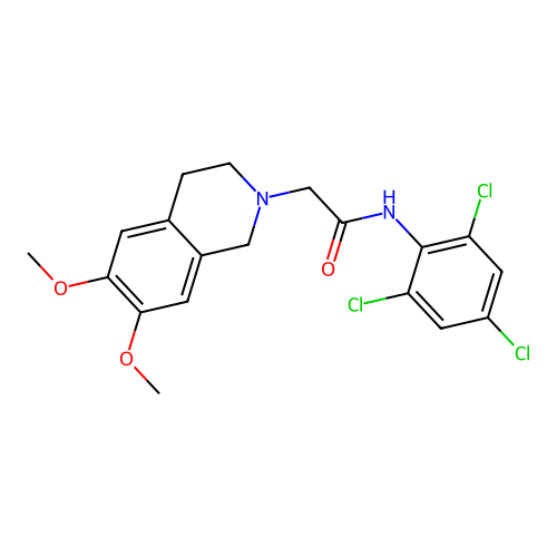 2-(6,7-dimethoxy-3,4-dihydro-1H-isoquinolin-2-yl)-N-(2,4,6-trichlorophenyl)acetamide structure