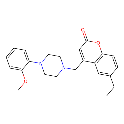 6-Ethyl-4-[[4-(2-methoxyphenyl)piperazin-1-yl]methyl]chromen-2-one structure