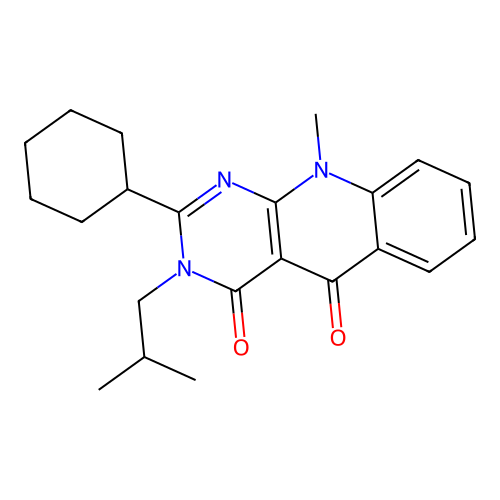 2-cyclohexyl-10-methyl-3-(2-methylpropyl)pyrimido[4,5-b]quinoline-4,5(3H,10H)-dione structure