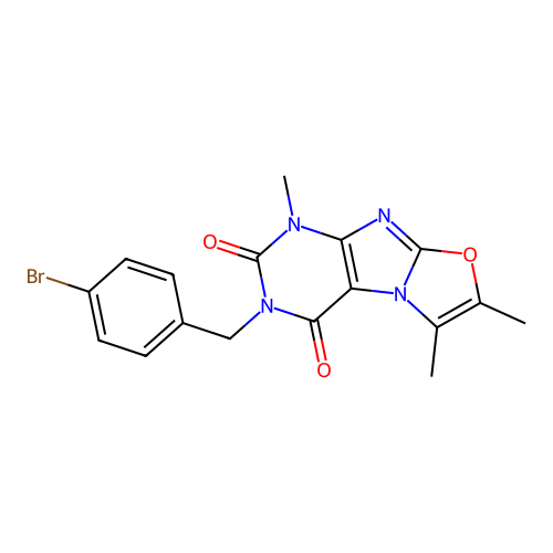 3-(4-bromobenzyl)-1,6,7-trimethyloxazolo[2,3-f]purine-2,4(1H,3H)-dione structure